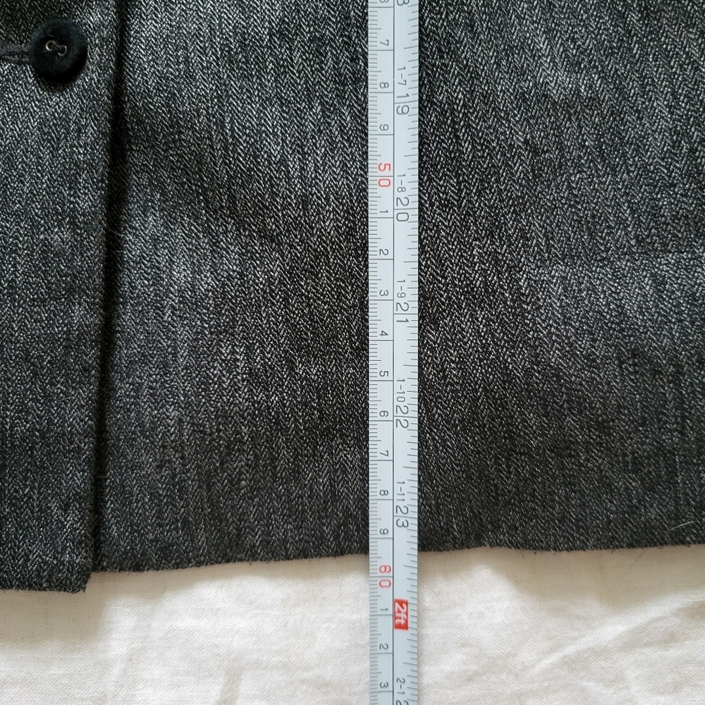 Suzy Shier Women's US4 Blazer Gray Black Velvet Panel Button Front Tailored Fit - Picture 15 of 16